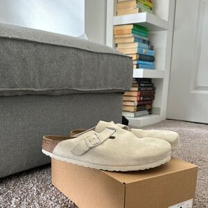 White Birkenstock Boston Clogs